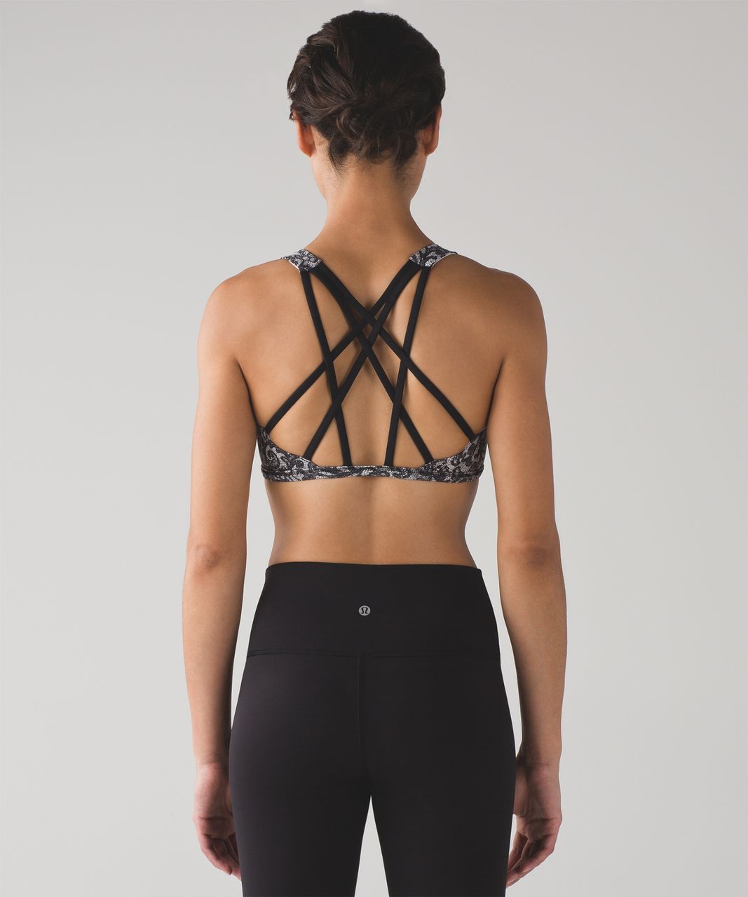 Lululemon Free To Be Tranquil Bra - Mini Cinder Lace White Black