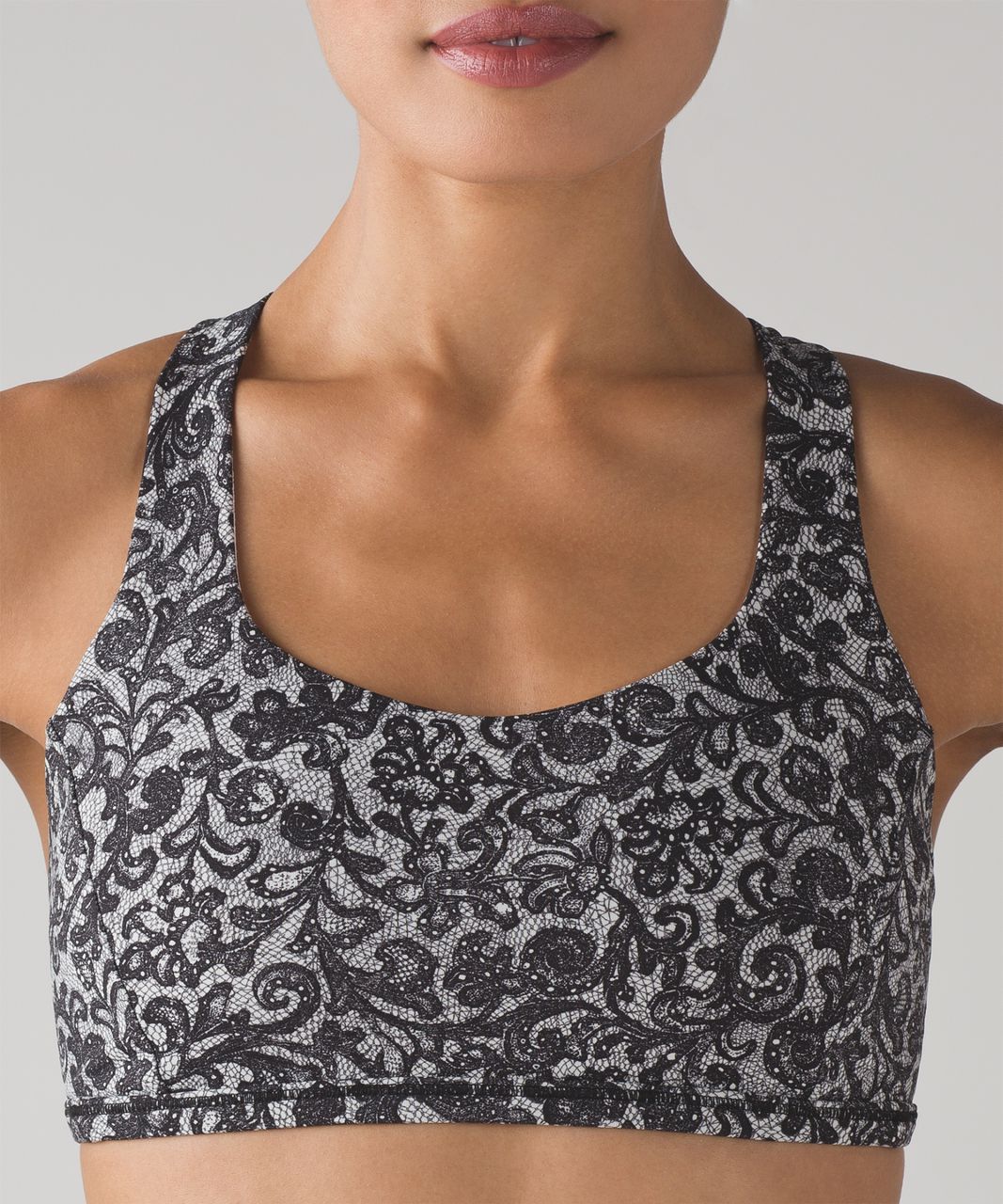 Lululemon Free To Be Tranquil Bra - Mini Cinder Lace White Black