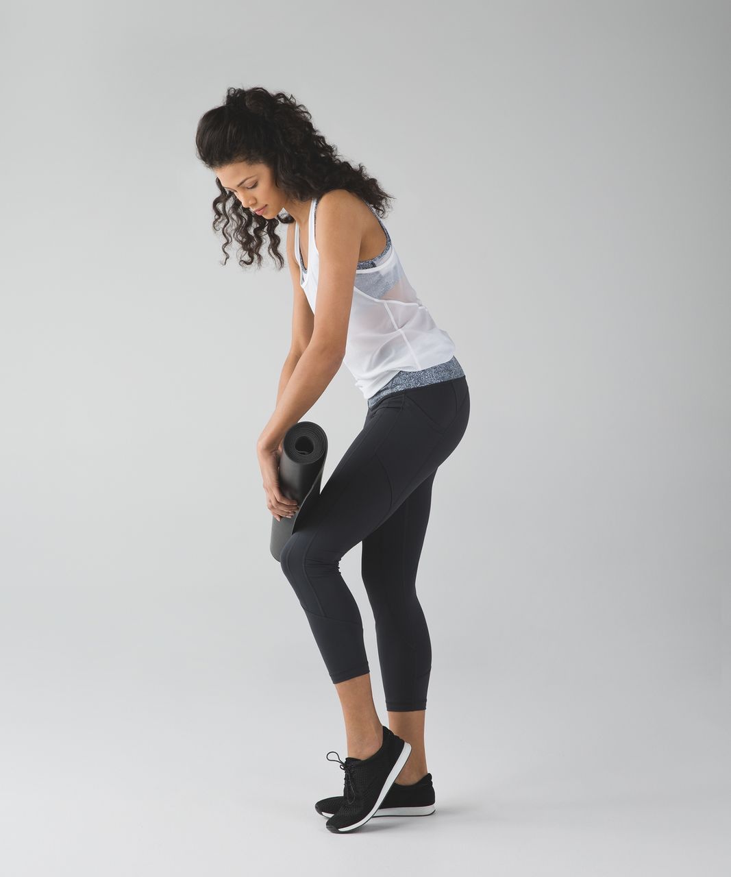 Lululemon All The Right Places Crop II - Deep Coal / Rio Mist White Black