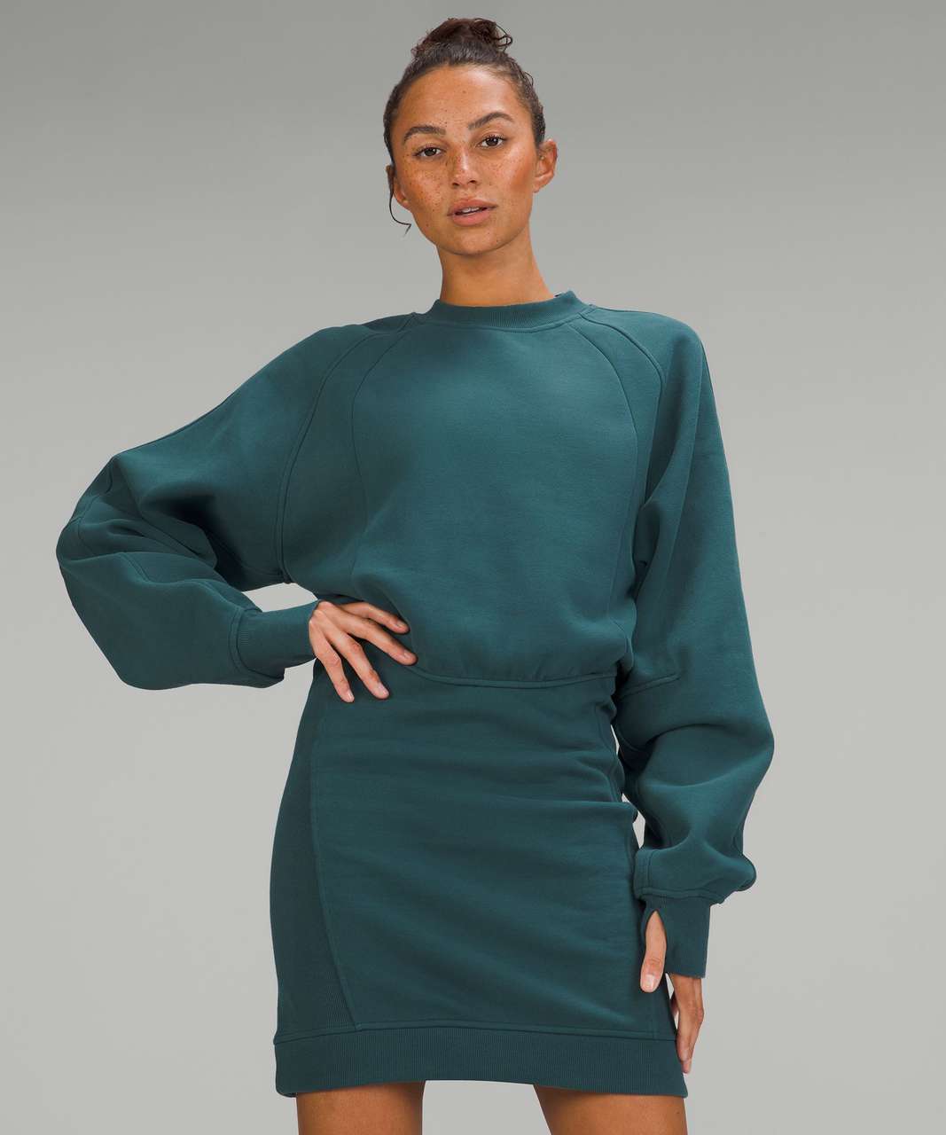 Lululemon Scuba Long Sleeve Dress - Green Jasper