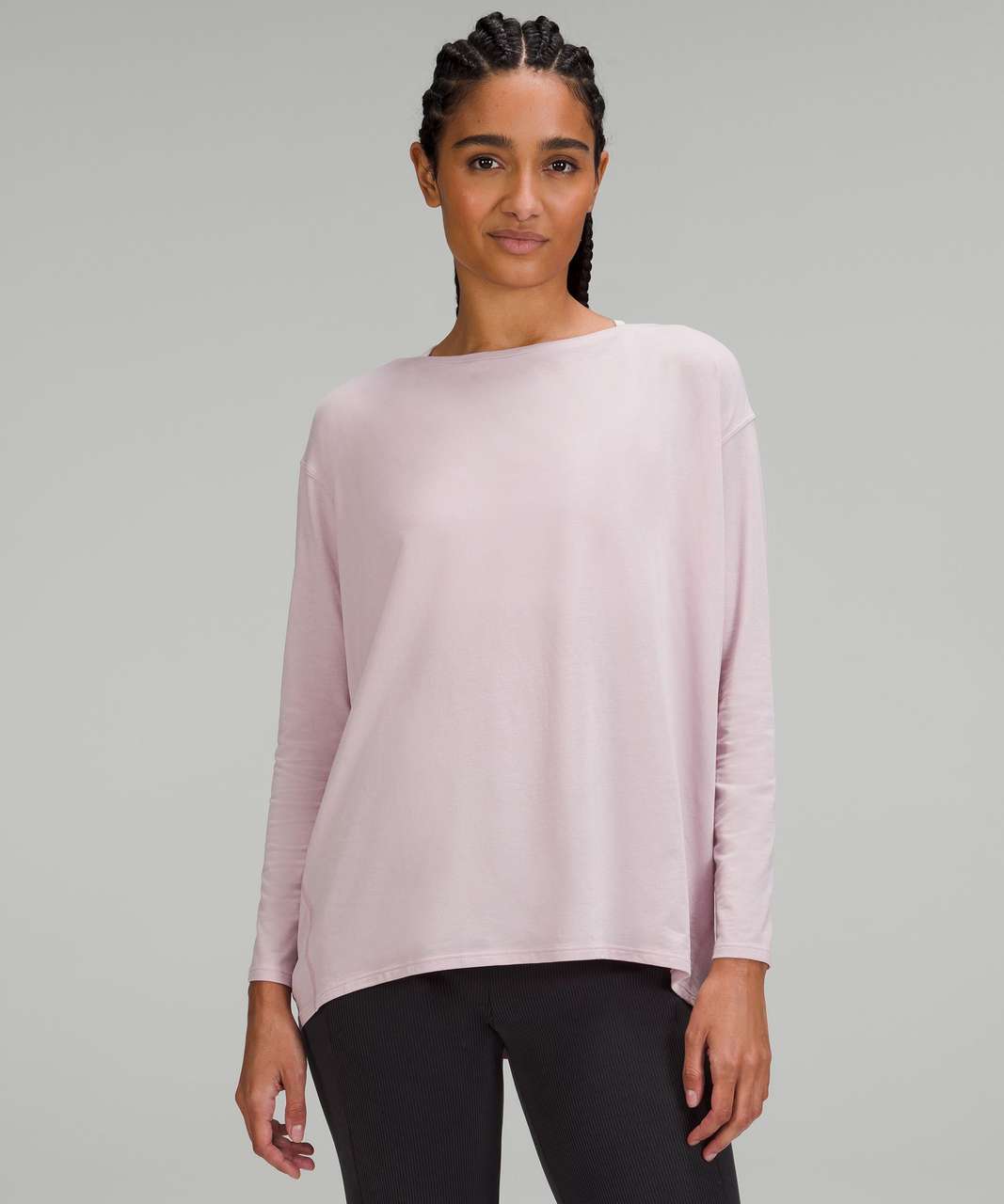 Back In Action Long Sleeve Yoga Shirt Relaxed Fit Pink Sweatshirt