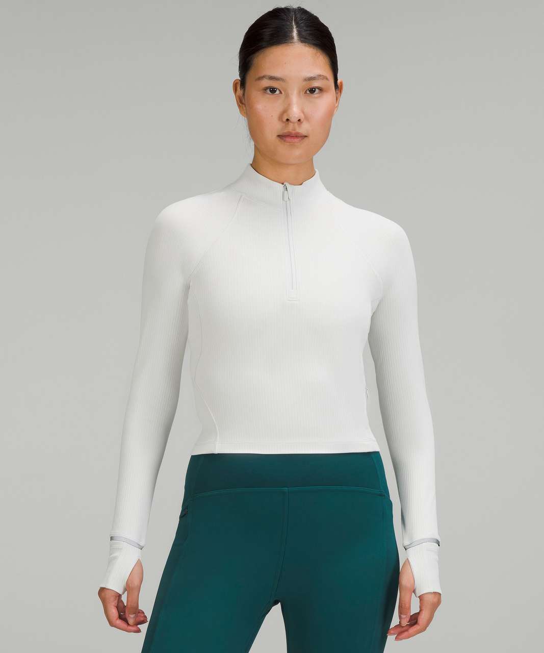 Lululemon Its Rulu Run Cropped Half Zip *Ribbed - Vapor