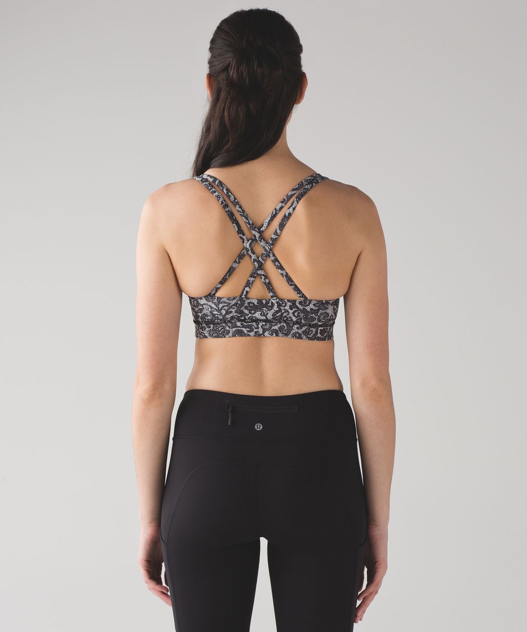 Lululemon Energy Bra - Mini Cinder Lace White Black - lulu fanatics