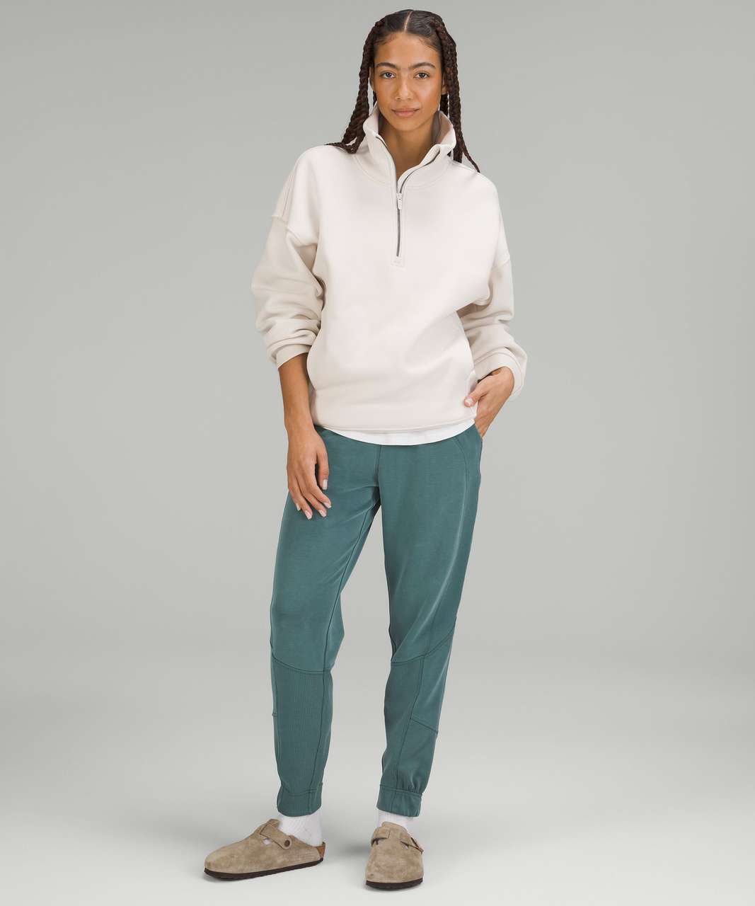 Lululemon Brushed Softstreme Ribbed High-Rise Jogger - White Opal