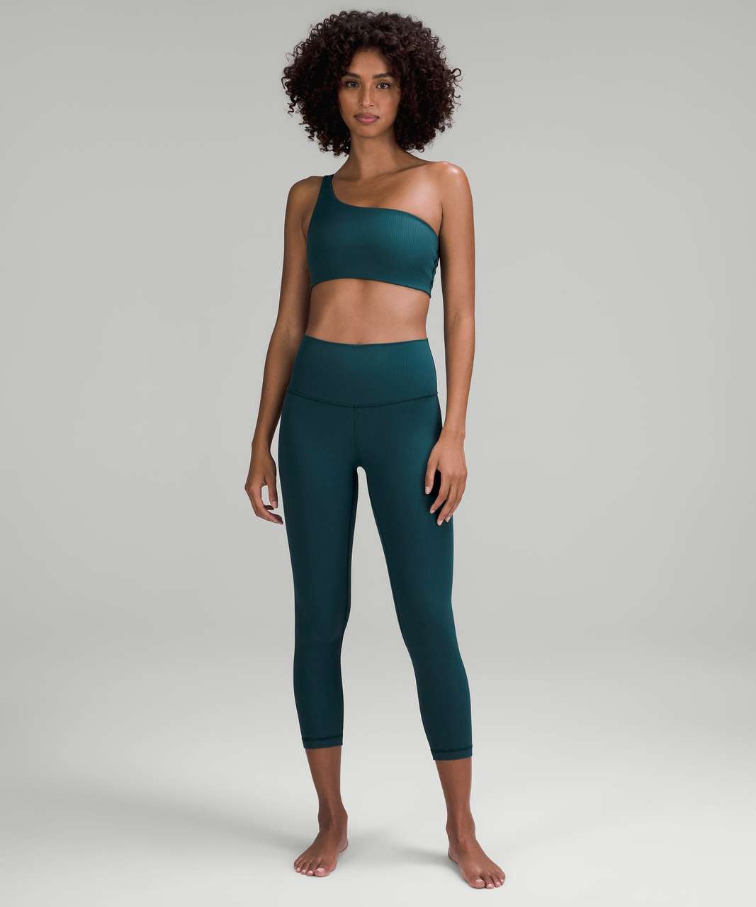 Lululemon Ribbed Nulu Asymmetrical Yoga Bra *Light Support, A/B Cup - Green Jasper