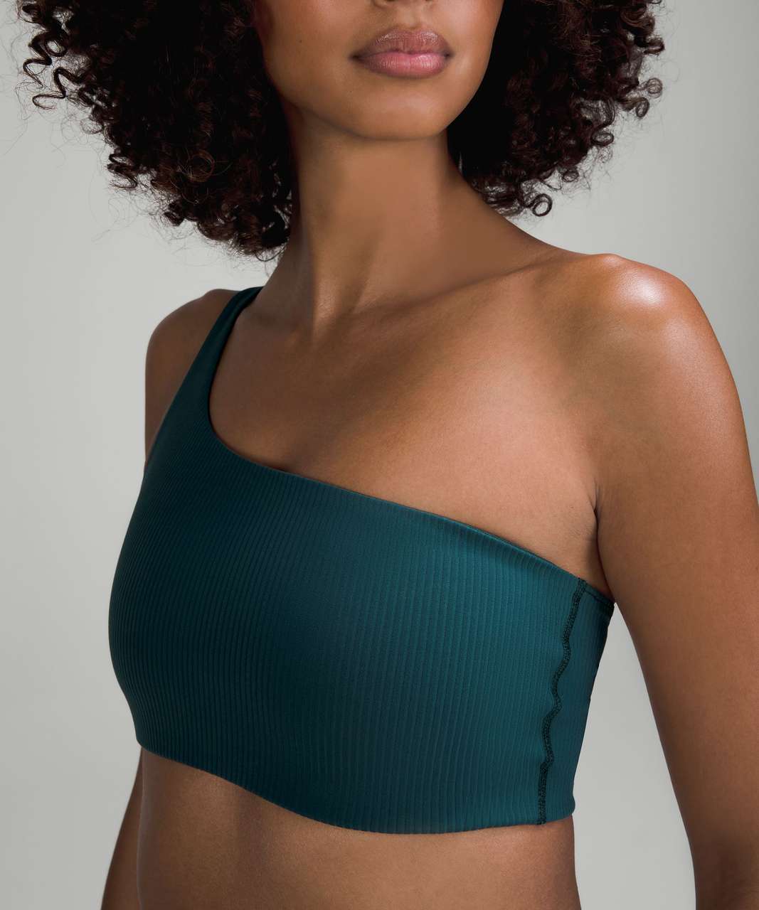 Lululemon Ribbed Nulu Asymmetrical Yoga Bra *Light Support, A/B Cup - Green Jasper