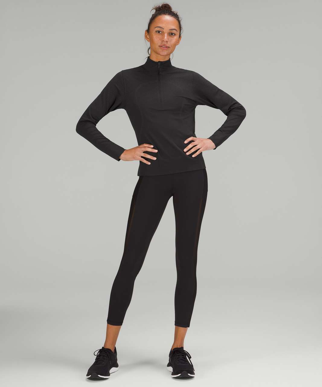 Lululemon Swiftly Relaxed Half Zip - Black / Gull Grey