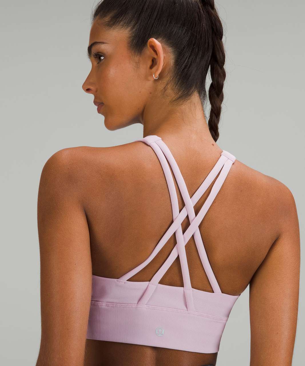 Lululemon Energy High-Neck Longline Ribbed Bra *Medium Support, B–D Cups -  Pink Peony - lulu fanatics