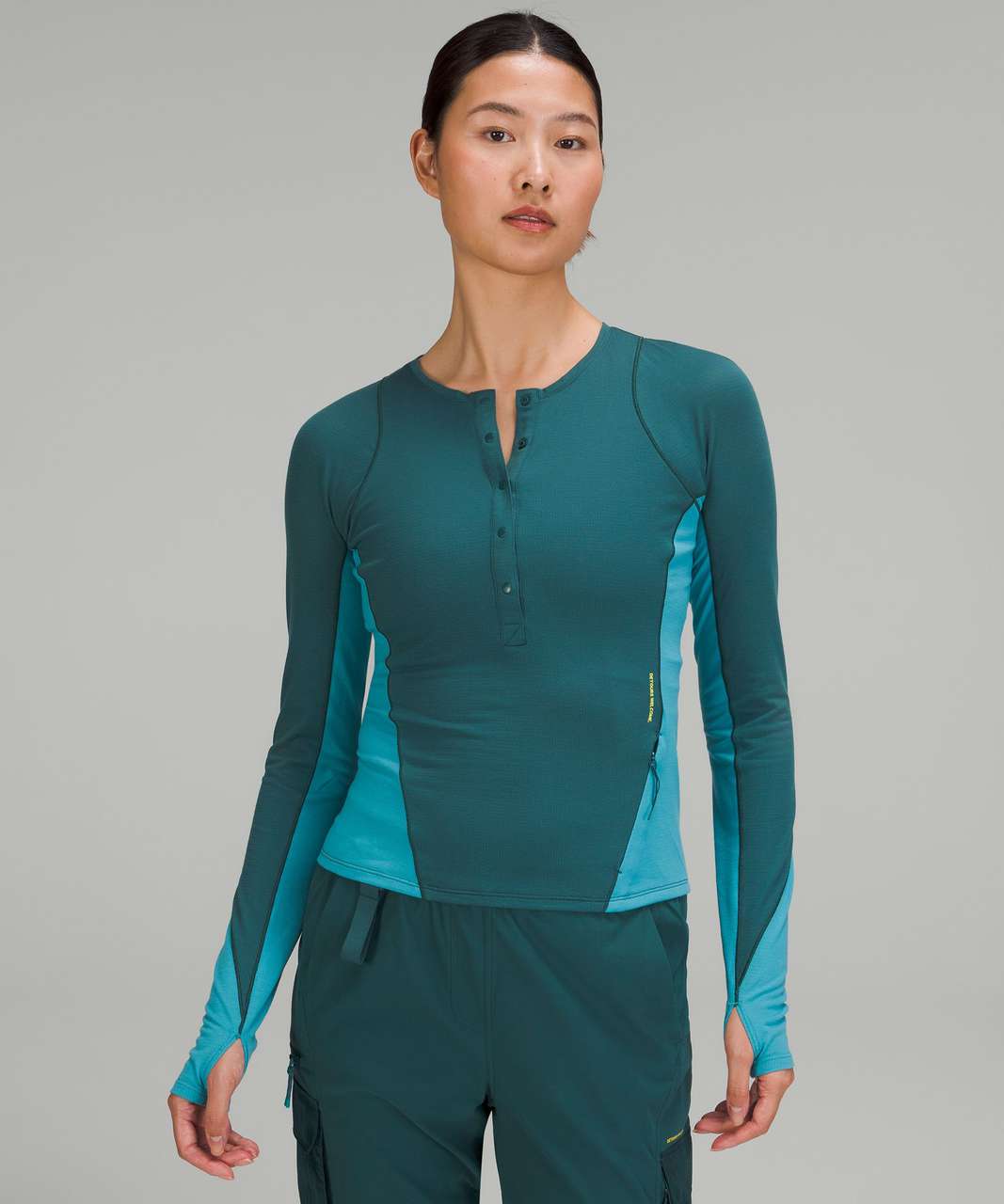 Lululemon Lightweight Hiking Long Sleeve Henley - Green Jasper ...