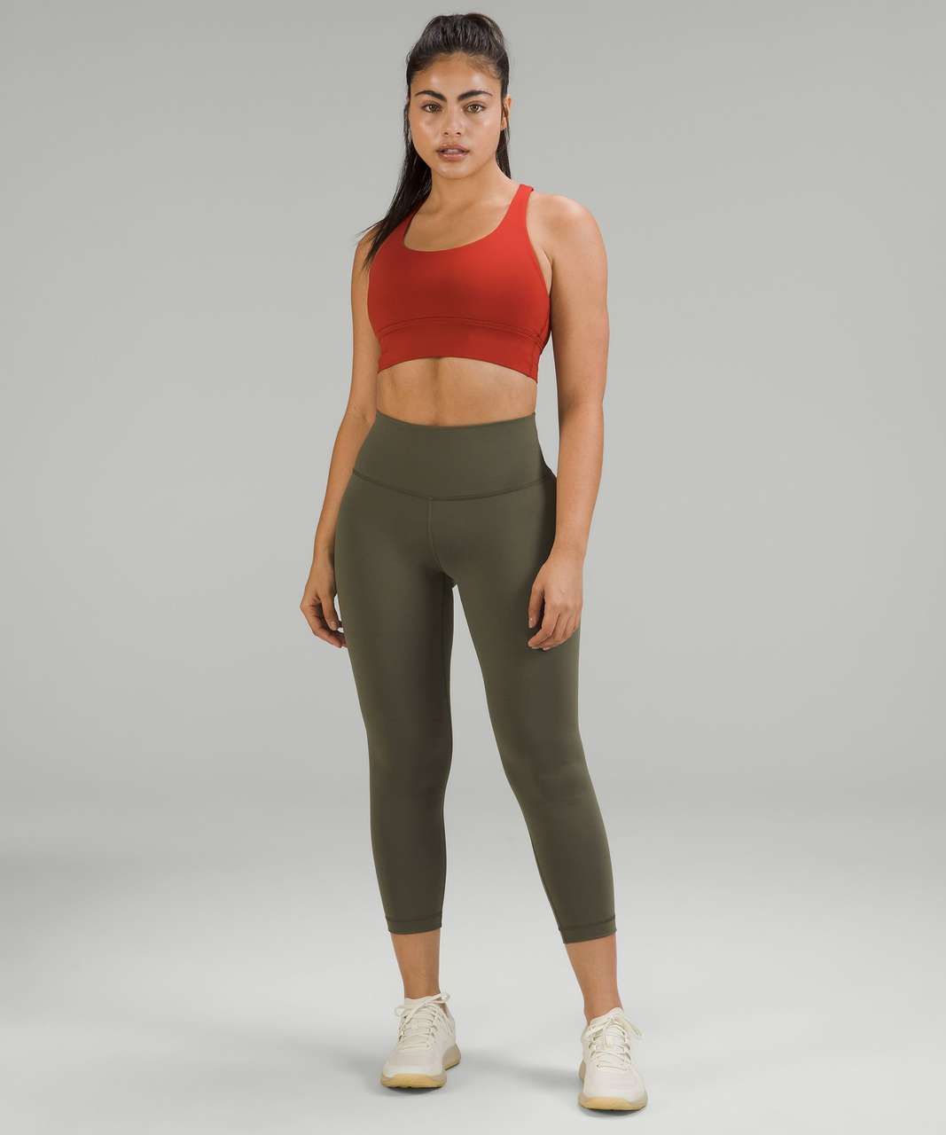 Lululemon Wunder Train Contour Fit High-Rise Crop 23 - Army Green - lulu  fanatics