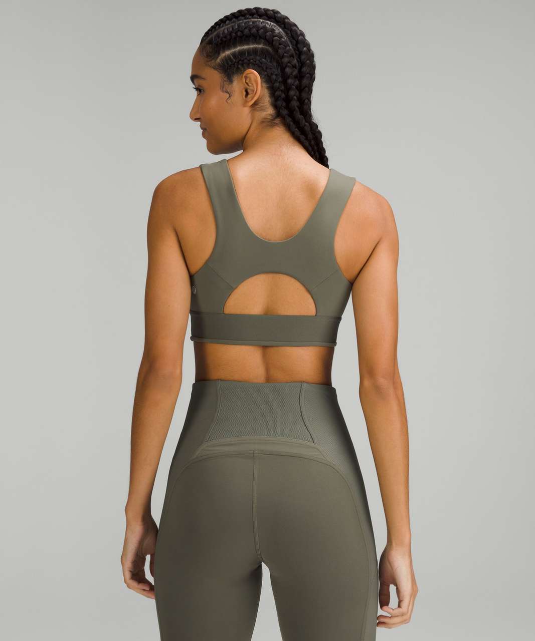 Lululemon Everlux High-Neck Back-Keyhole Train Bra - Army Green