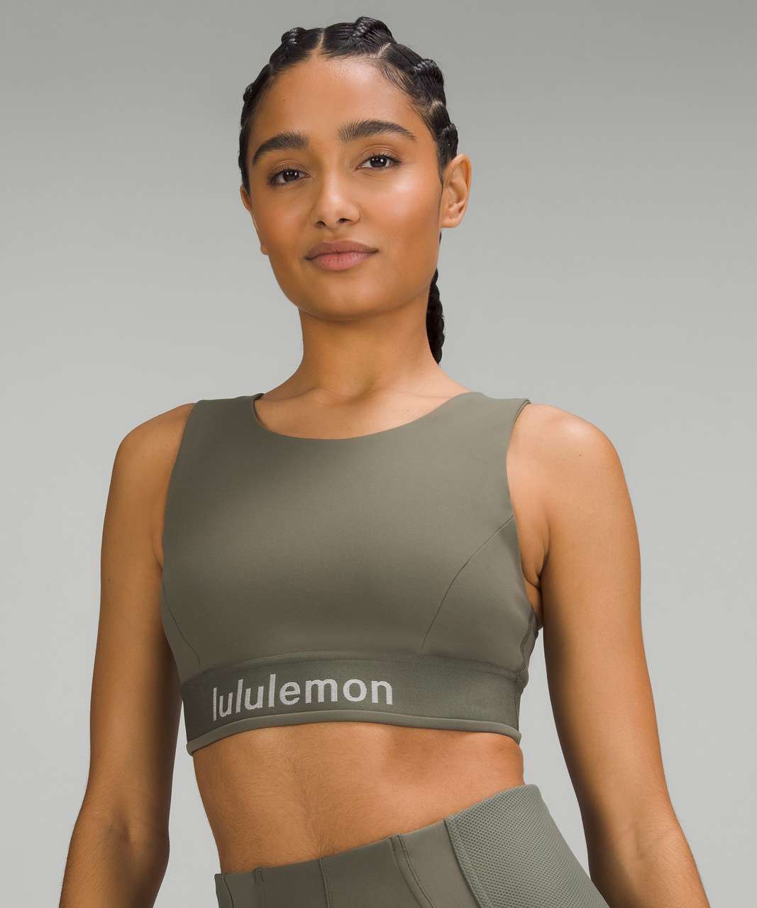 Lululemon Everlux High-Neck Back-Keyhole Train Bra - Army Green