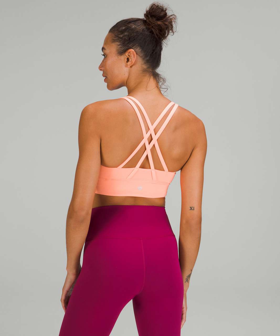 Lululemon Energy Longline Bra *Medium Support, B–D Cups - Bronze Green /  Electric Lemon - lulu fanatics