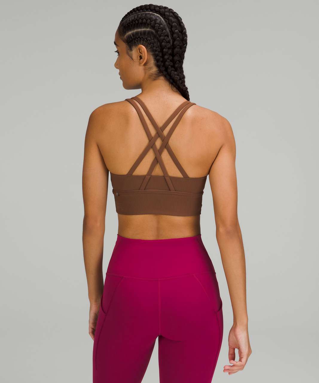 Lululemon Energy Longline Ribbed Bra Luxtreme *Medium Support, B–D Cups - Roasted Brown