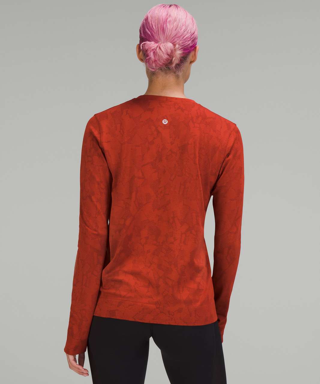 Lululemon Swiftly Relaxed Long Sleeve Shirt - Mosaic Multiply Cayenne / Red  Merlot - lulu fanatics