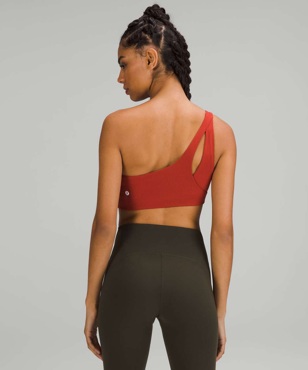 Lululemon Ribbed Nulu Asymmetrical Yoga Bra *Light Support, A/B Cup -  Cayenne - lulu fanatics