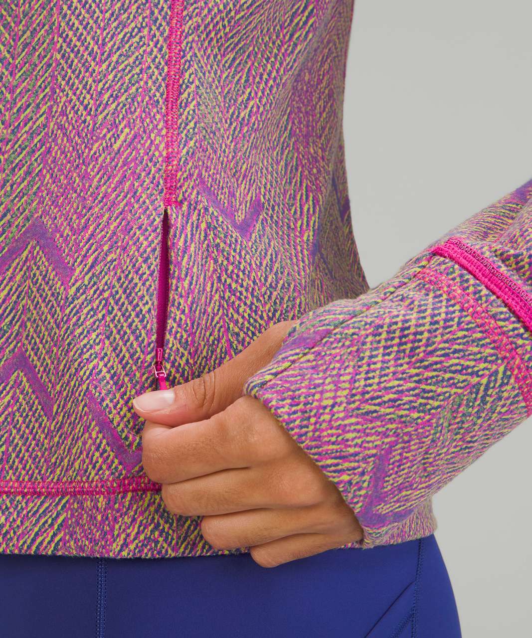 Lululemon Its Rulu Run Long Sleeve Shirt *Jacquard - Reverberate Chevron Mini Neon Jacquard Psychic Sonic Pink