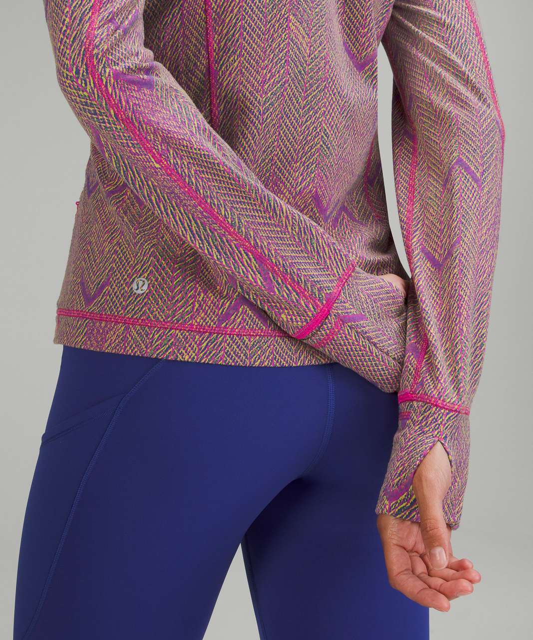 Lululemon Its Rulu Run Long Sleeve Shirt *Jacquard - Reverberate Chevron Mini Neon Jacquard Psychic Sonic Pink