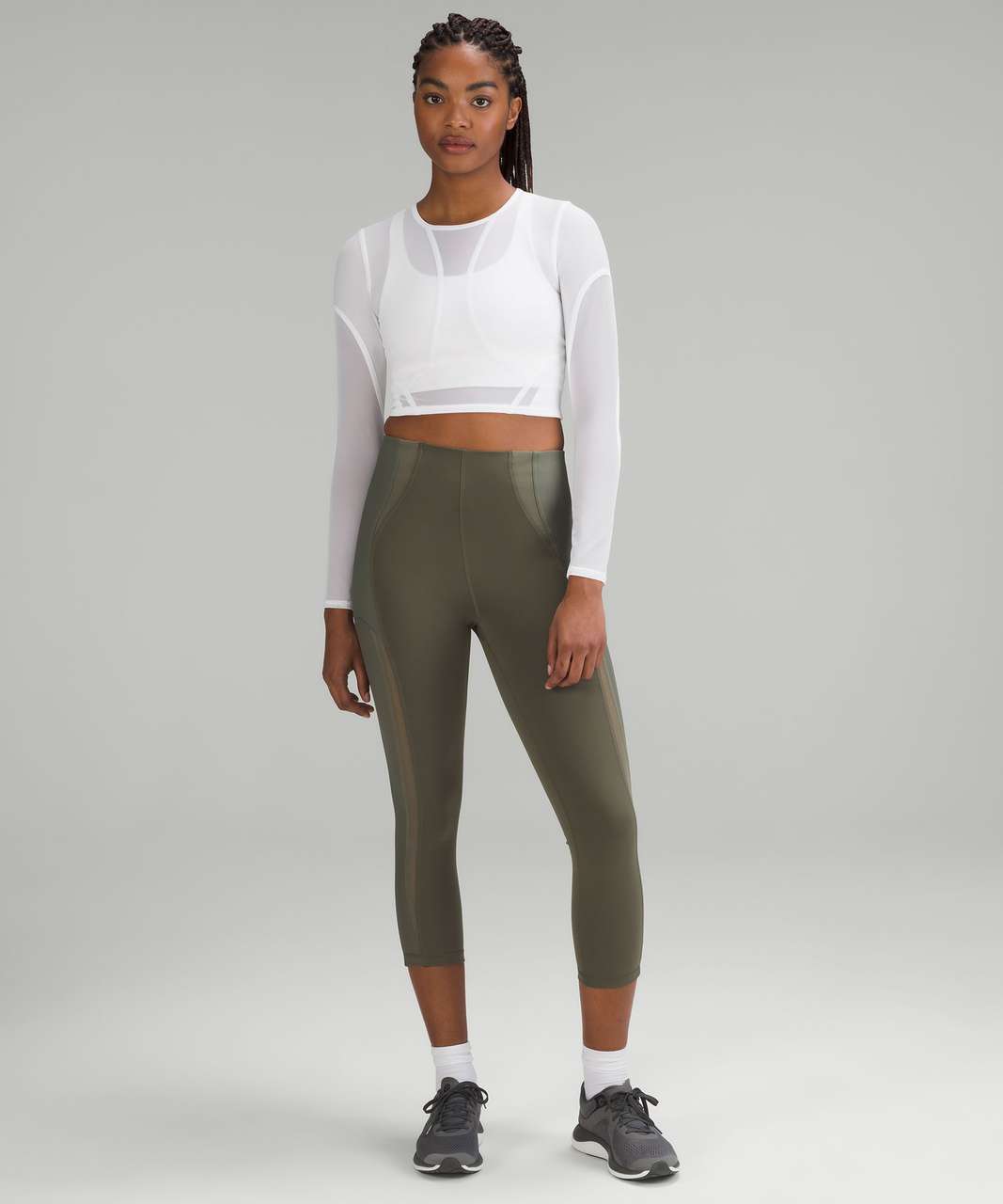 Lululemon Mesh With Me Crop - Black - lulu fanatics