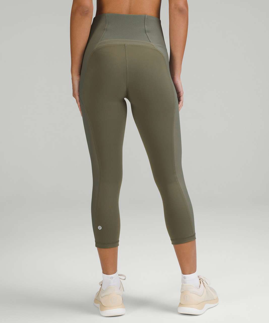 Lululemon Everlux and Mesh Super-High-Rise Training Crop 21" - Army Green