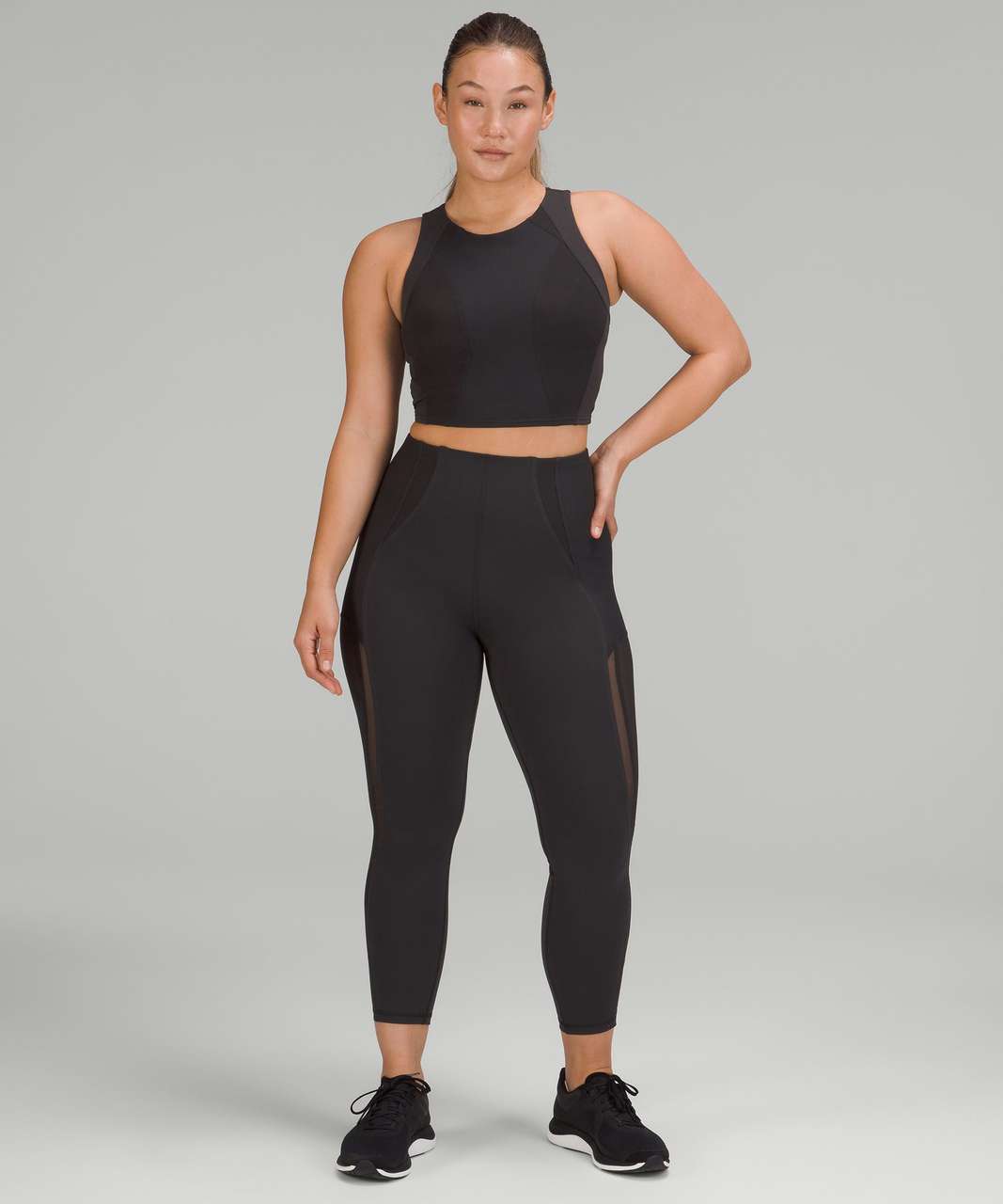 Flexxfit Luxe Lululemon Align Dupes High Waisted Leggings Black Gray Stripe  xs