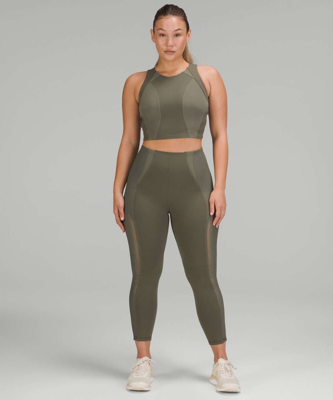 Lululemon Everlux and Mesh Contour Fit Super-High-Rise Training Tight 25" - Army Green
