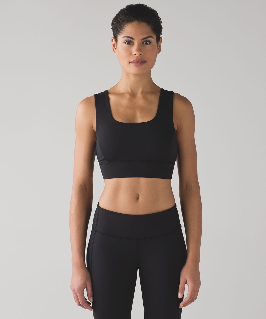 Lululemon black workout top. Built in bra. T race - Depop