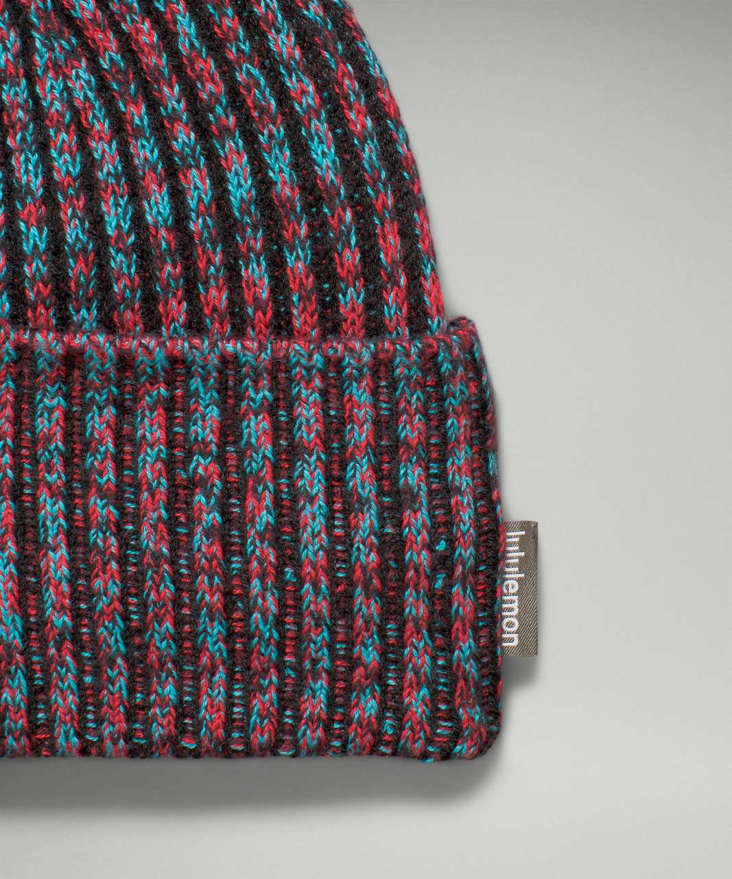 Lululemon Womens Textured Fleece-Lined Knit Beanie - Carnation Red / Black Granite / Electric Turquoise / Dark Heather Grey