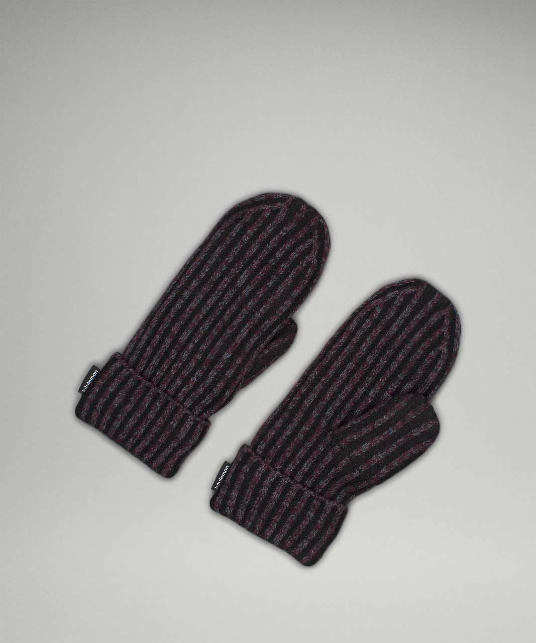 Lululemon Womens Textured Fleece-Lined Knit Mittens - Cassis / Black / Dark Heather Grey / Black