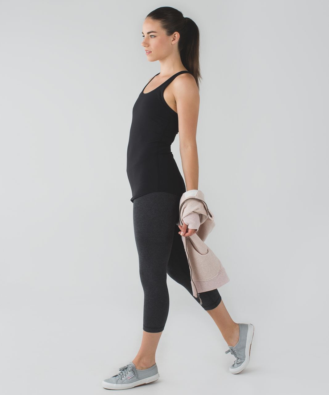 Lululemon Wunder Under Crop III - Heathered Black - lulu fanatics