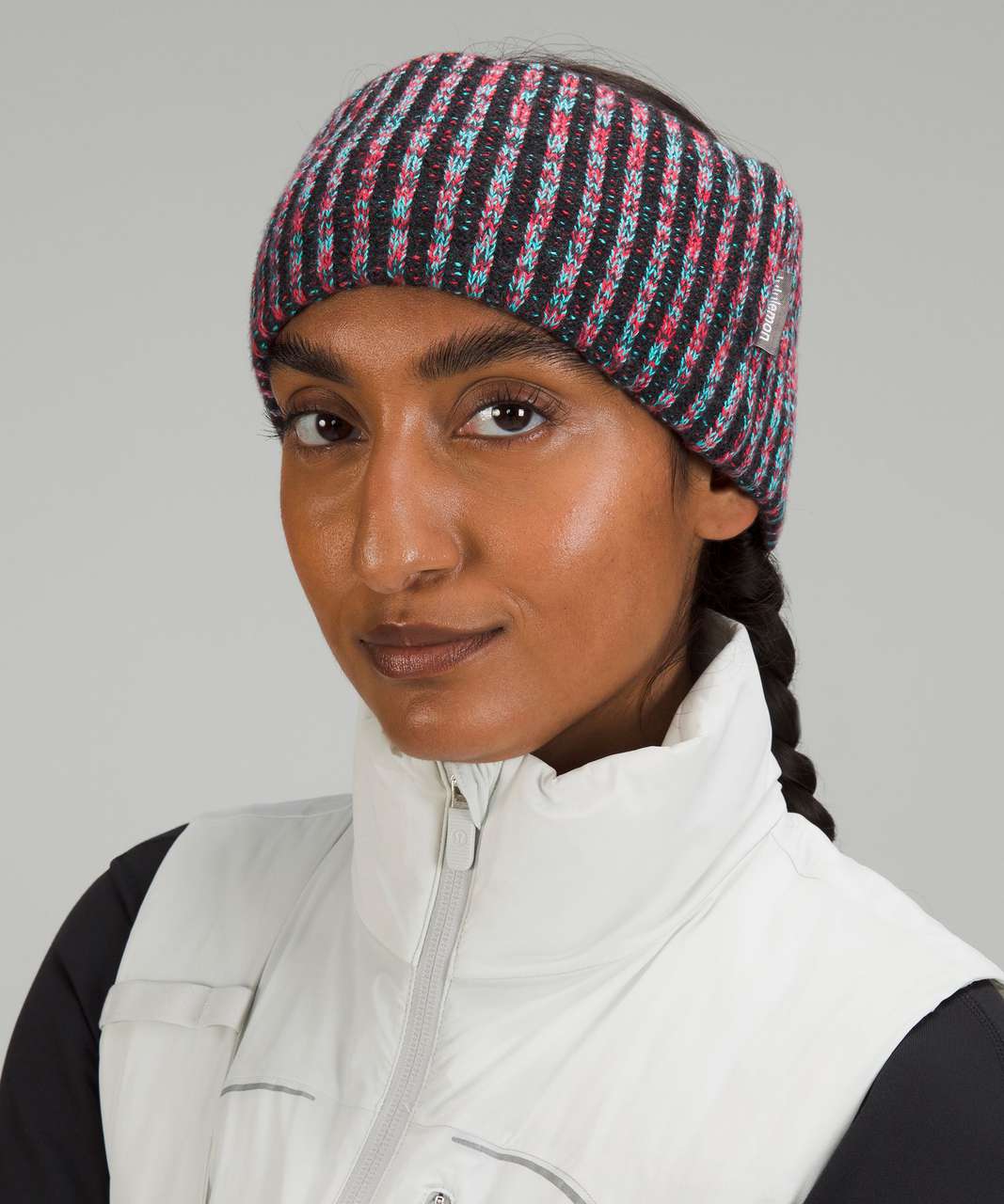 Lululemon Womens Textured Fleece-Lined Knit Ear Warmer - Powdered