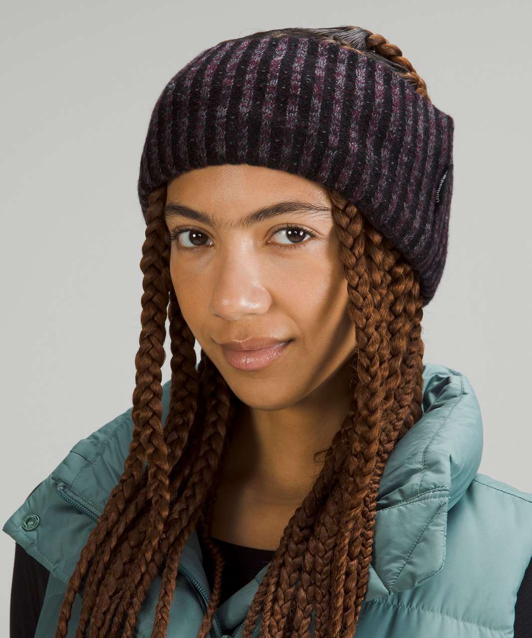 Lululemon Womens Textured Fleece-Lined Knit Ear Warmer - Cassis