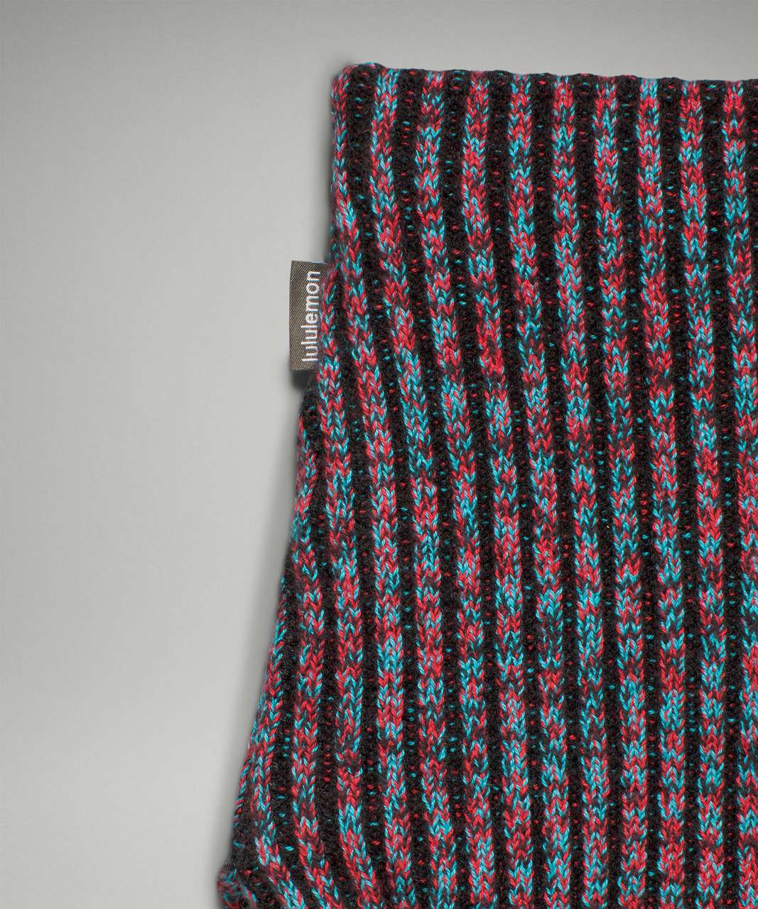 Lululemon Womens Textured Fleece-Lined Knit Neck Warmer - Carnation Red / Black Granite / Electric Turquoise / Dark Heather Grey