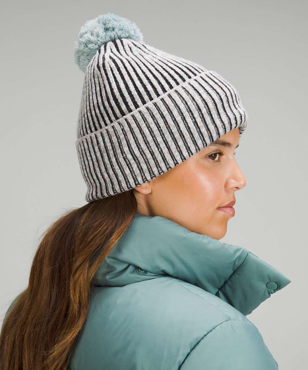 Lululemon Womens Textured Fleece-Lined Knit Ear Warmer - Powdered Clay /  White / Lakeside / Dark Heather Grey - lulu fanatics