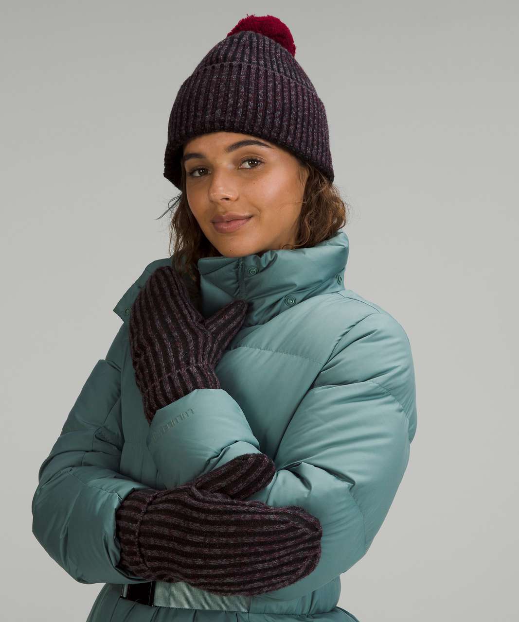 Lululemon Womens Textured Fleece-Lined Knit Cozy Set - Cassis / Black /  Dark Heather Grey / Black - lulu fanatics