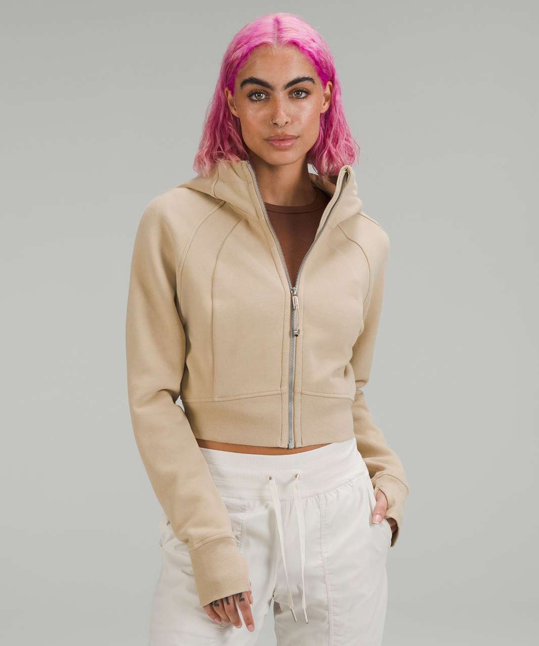 Lululemon Scuba Full-Zip Cropped Hoodie - Trench