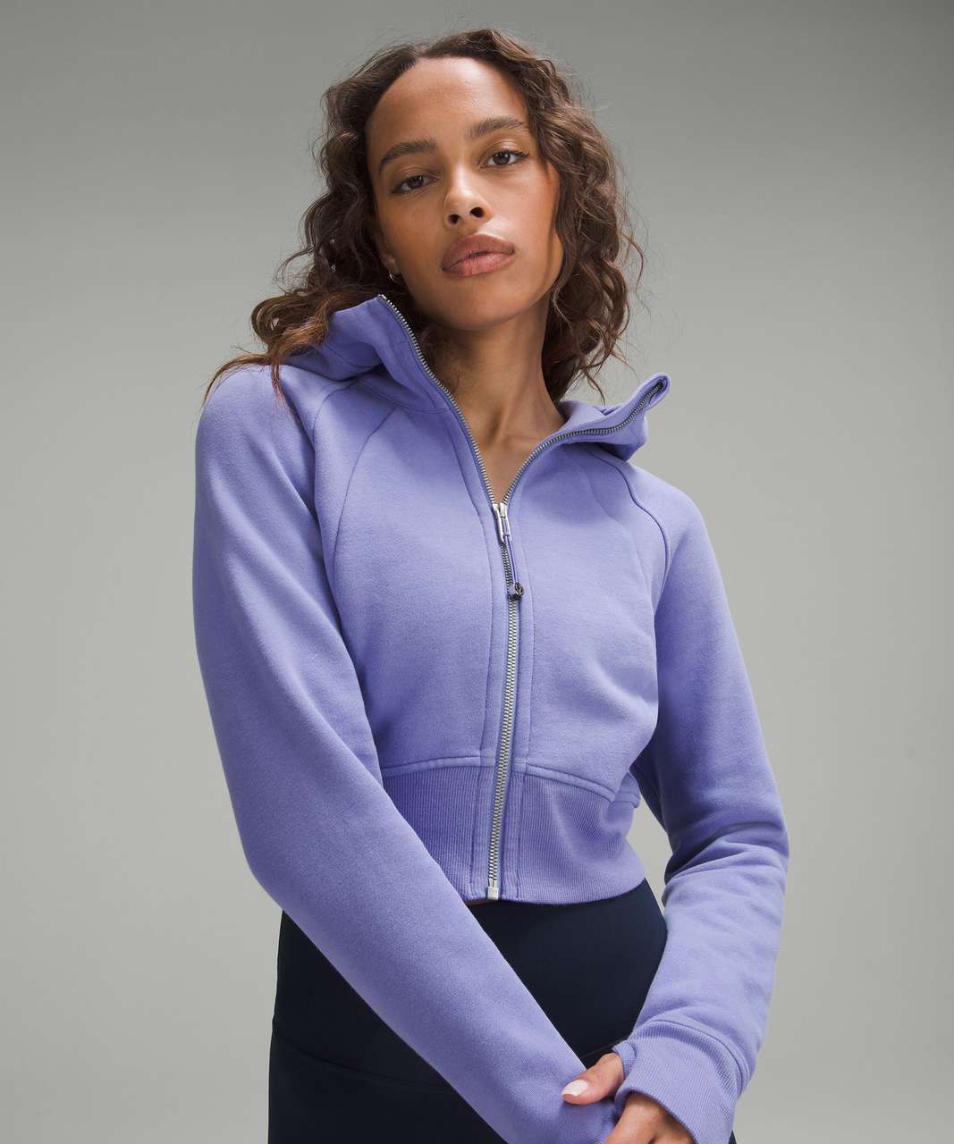 Lululemon Scuba Full-Zip Cropped Hoodie - Dark Lavender - lulu fanatics