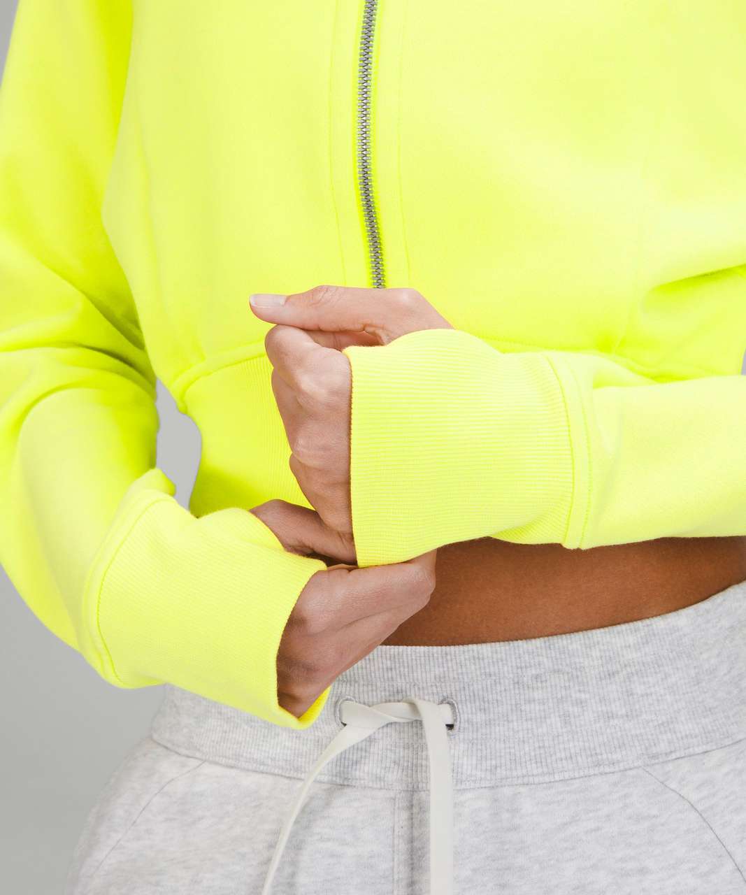 Lululemon Scuba Full-Zip Cropped Hoodie - Electric Lemon - lulu fanatics