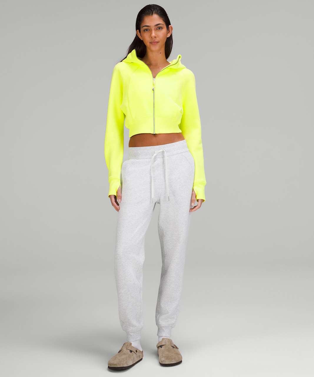 The smallest scuba full zip cropped hoodie that my store had in stock was  size 4 electric lemon. I was surprised that I actually liked such a bright  color. Do you think