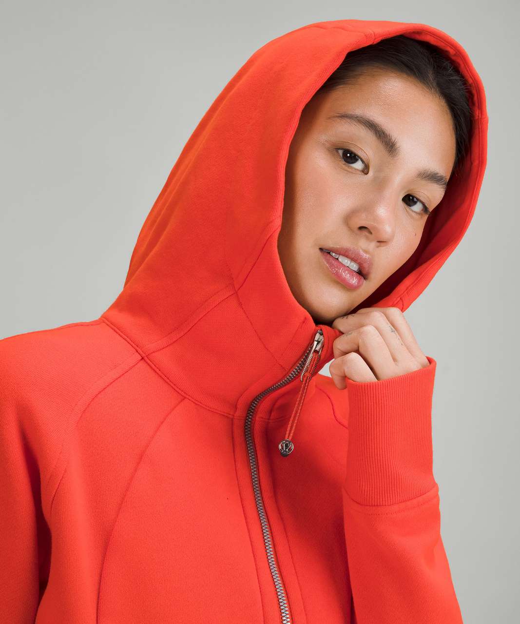 lululemon Athletica Women's Full-Zip Push Your Pace Hoodie Jacket Slim Fit  Size 8 Orange Hoody