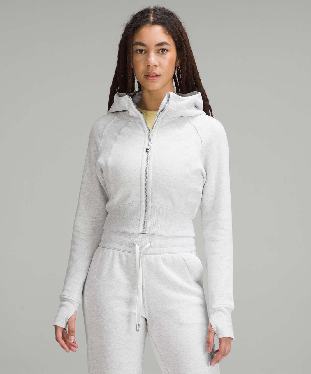 Lululemon Scuba Full-Zip Cropped Hoodie - Heathered Core Ultra Light Grey