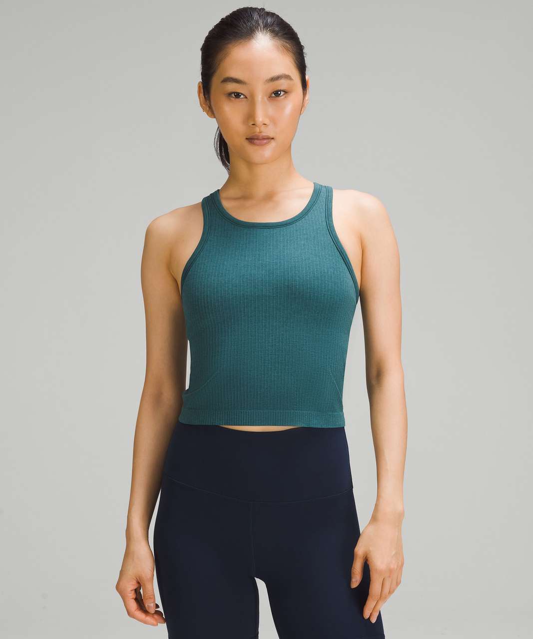 Lululemon Ebb to Street Cropped Racerback Tank Top - Green Jasper