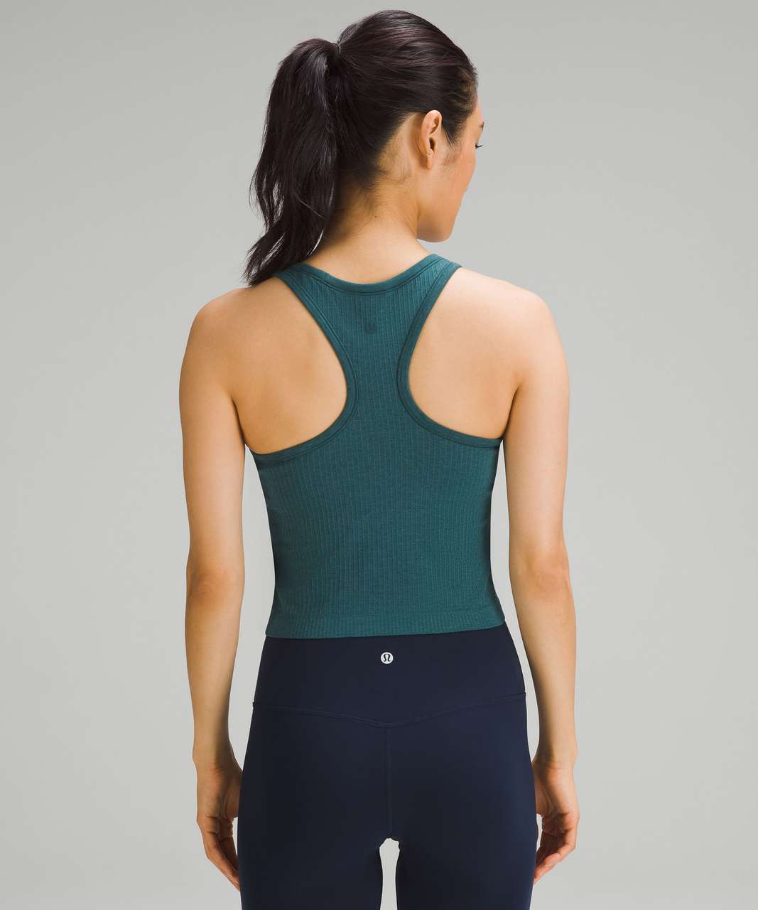 Lululemon Ebb to Street Cropped Racerback Tank Top - Green Jasper