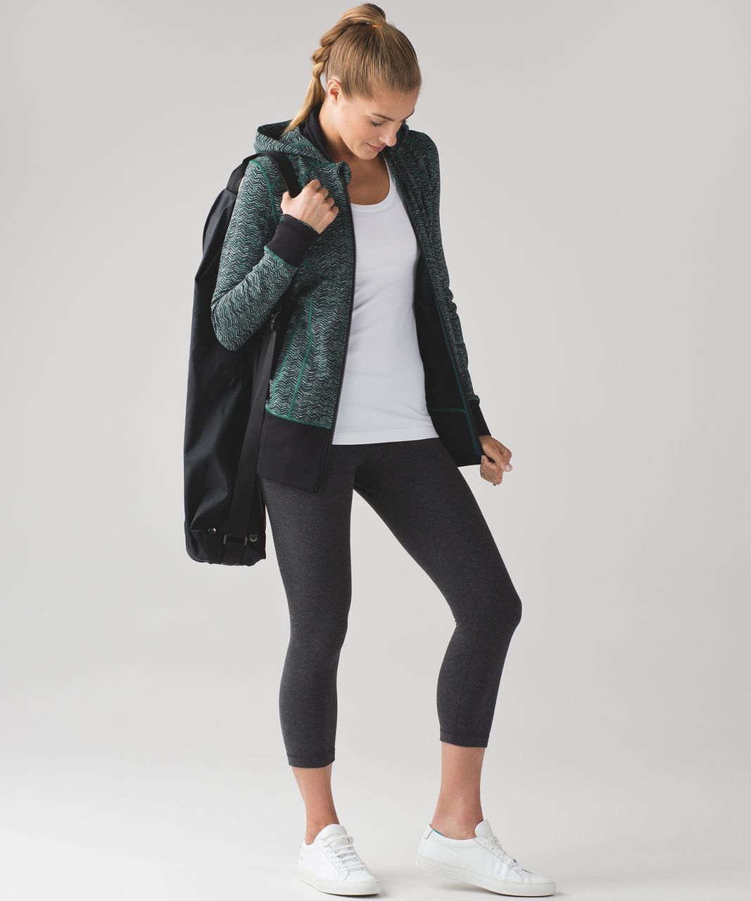 Lululemon Daily Practice Jacket - Irregular Spacebone Sea Mist Deep Green / Black