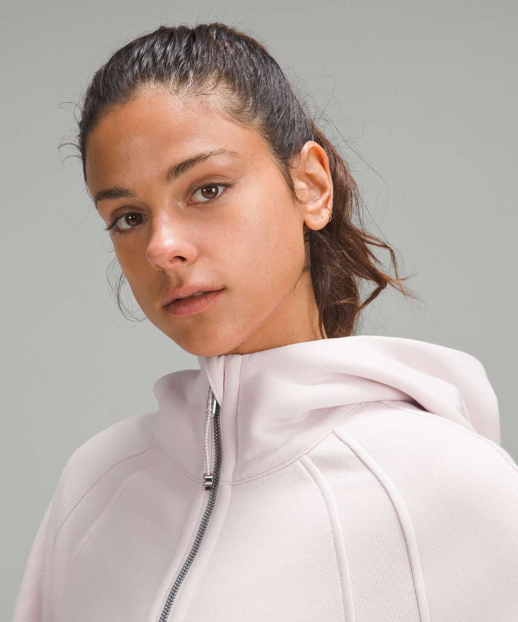 The new Scuba Oversized Half-Zip Hoodie in Heathered Pink Taupe