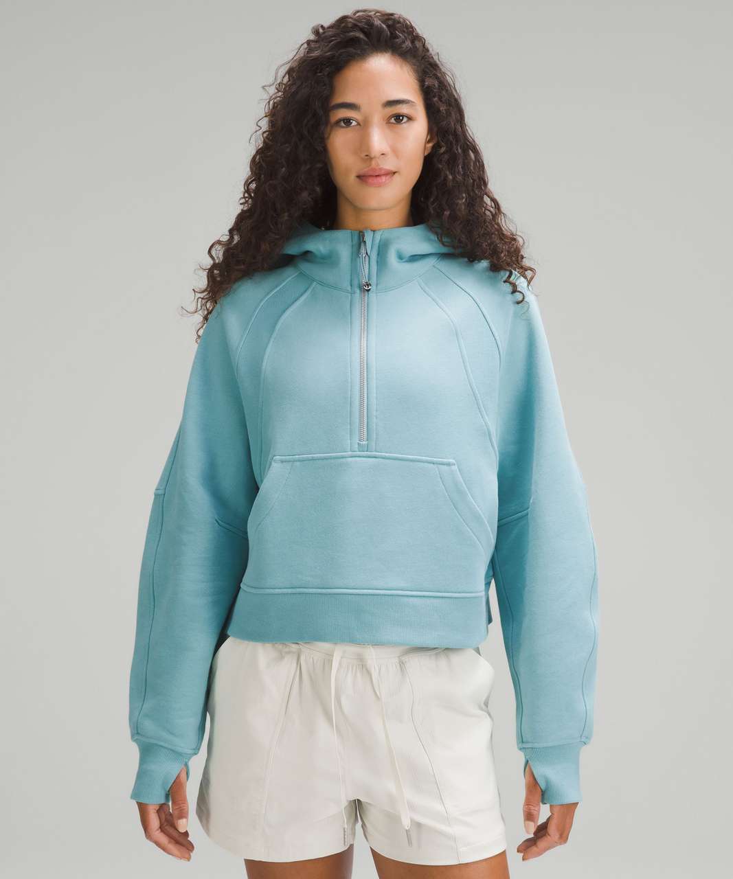 cheapest wholesale Lululemon Scuba Oversized 1/2 Zip Hoodie in Tidewater  Teal Size XS/S