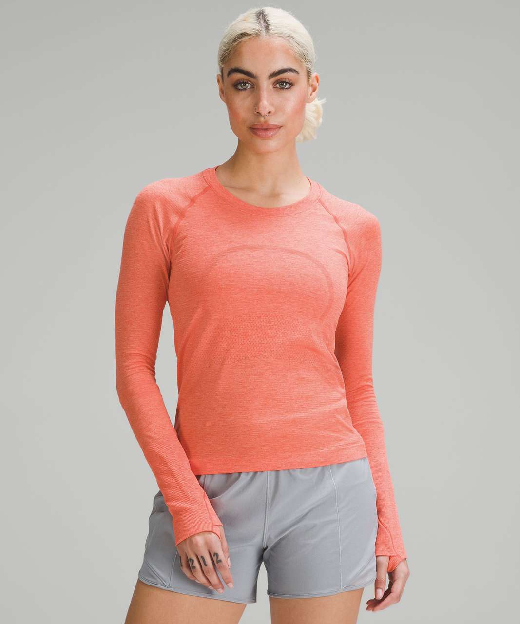 Lululemon Swiftly Tech Long-Sleeve Shirt 2.0 *Race Length - Solar Orange / Sunny Coral