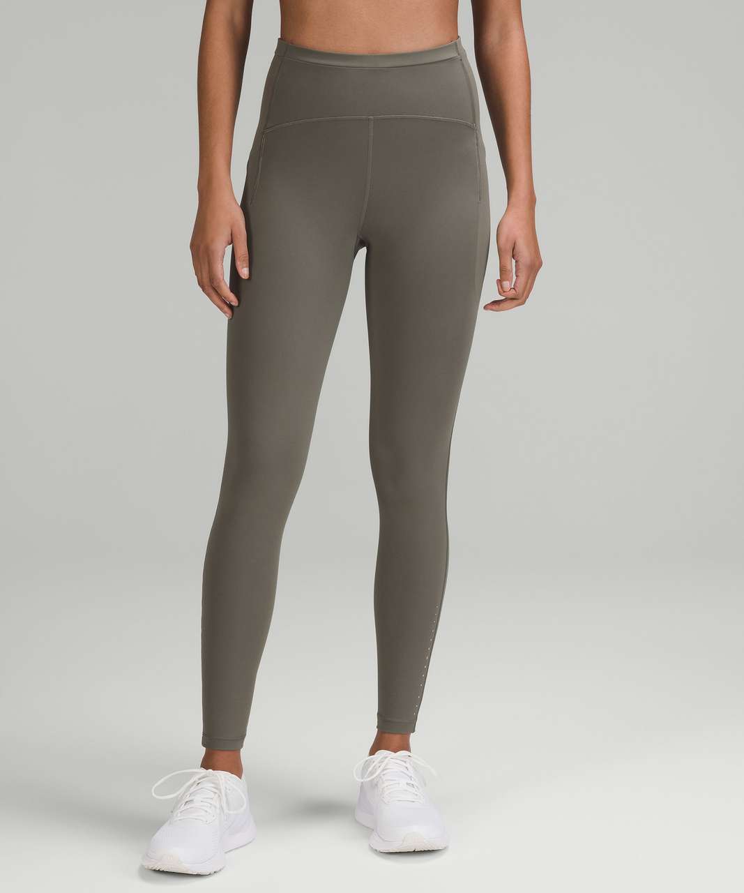 Lululemon Speed Wunder Tight *Asym Free Spirit Ice Grey Black / Black Size  10