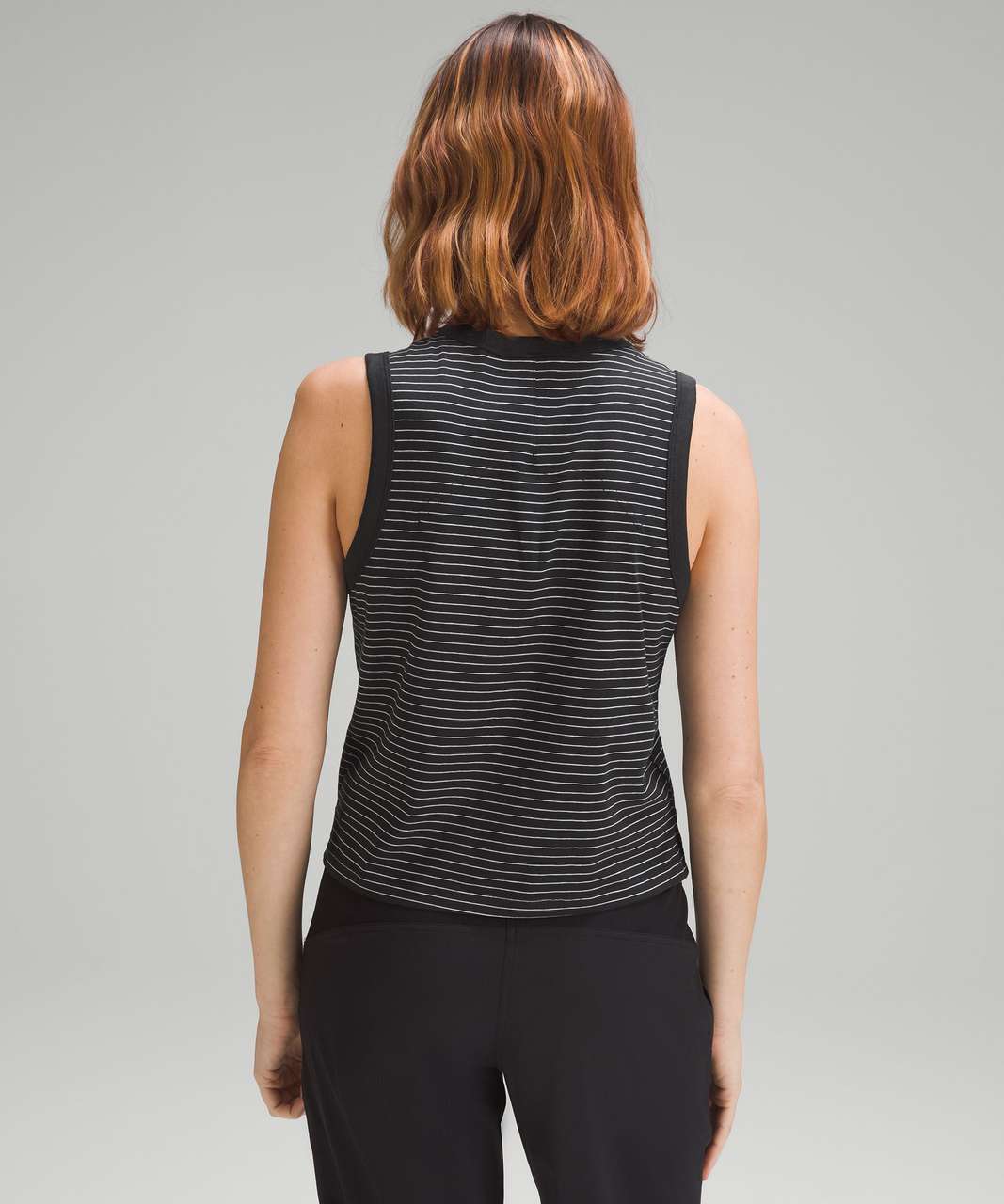 Lululemon Classic-Fit Cotton-Blend Tank Top - Synchronise Stripe Black White