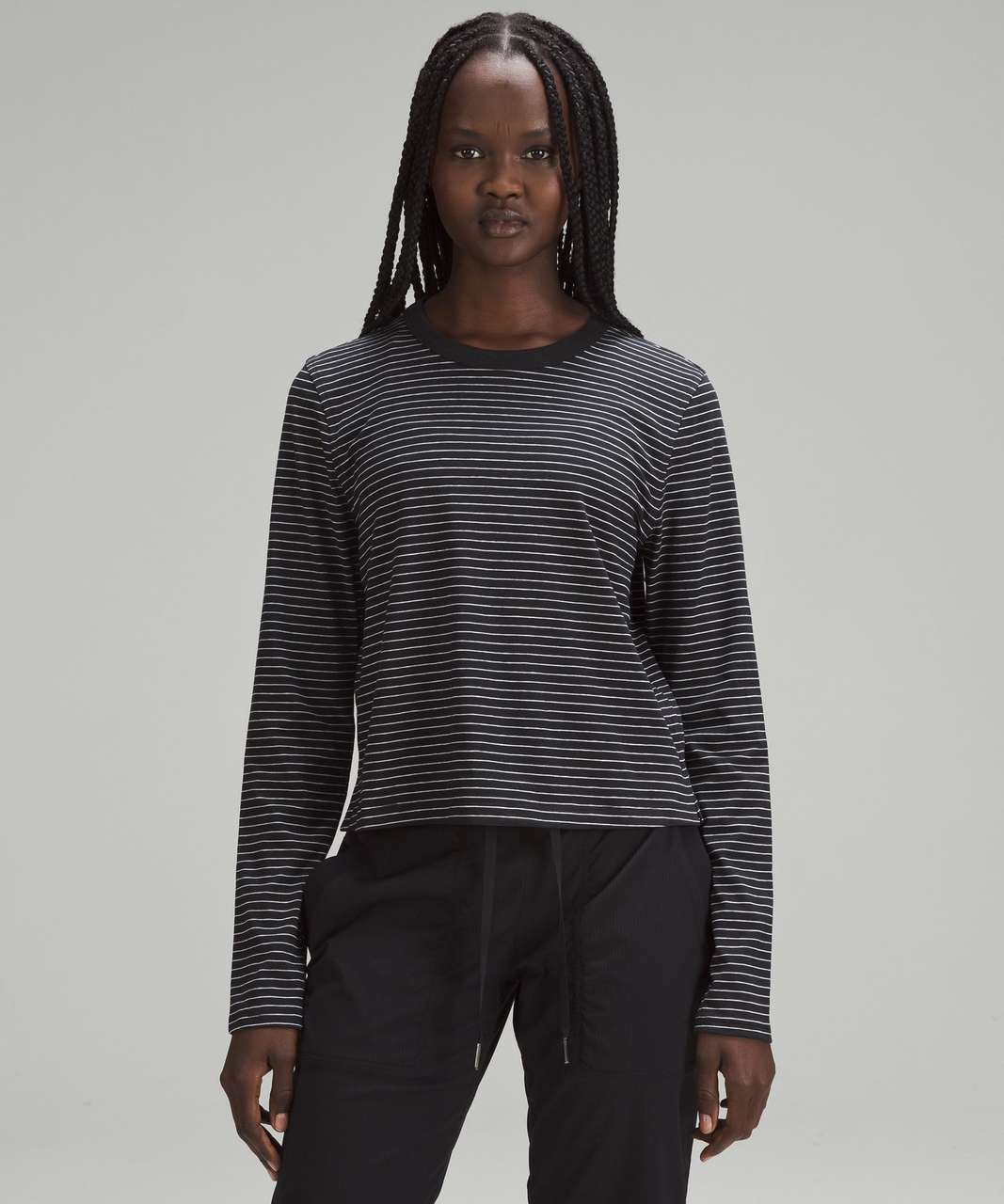 Lululemon Classic-Fit Cotton-Blend Long-Sleeve Shirt - Synchronise Stripe Black White